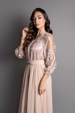 Commander takchita marocaine rose ivoire argenté - Caftan Zahra