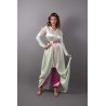 Tijdloze Elegantie: Zeer Lichtgroene Satijnen en Fuchsia Kaftan