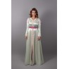 Zeitlose Eleganz: Sehr helles grünes Satin- und Fuchsia-Kaftan