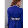 Caftano Topazio - Caftano marocchino in crepe blu reale - Inserto broccato - Pantaloni Aladino