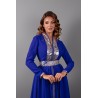 Topas Kaftan - Marokkanischer Kaftan aus königsblauem Krepp - Brokat-Einsatz - Aladin-Hose