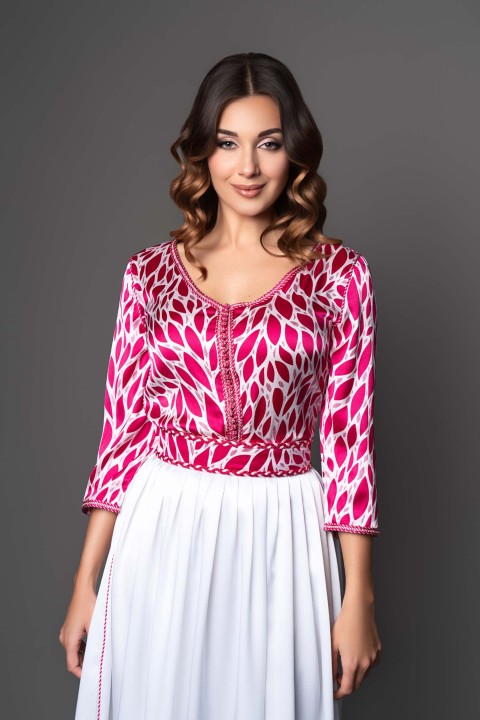 Caftan une pièce en soie gai et coloré modèle pour fêtes orientales