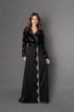 Caftan Dounia - caftan marocain de mariée velours noir bronze expédié à Marseille