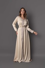 Commander caftan marocain traditionnel tons pastel - Caftan Chamsia II