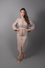 Caftan Ranim - robe de mariée orientale manches bouffantes nude argenté