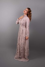 Caftan Ghalia - tenue de mariée marocaine dentelle col montant vieux rose