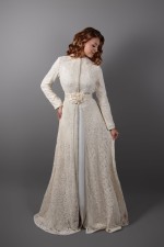 Caftan Zhour - takchita marocaine de mariée de mariage dentelle écru