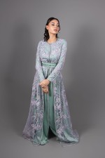 Acheter takchita marocaine mariage traditionnel mauve vert - Caftan Habiba