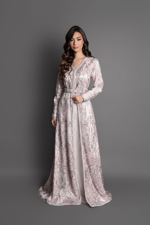 Acheter caftan marocain mariage rose de cérémonie - Caftan Wardia