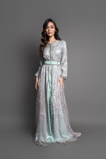 Acheter takchita marocaine mariage traditionnel dentelle vert - Caftan Loubna