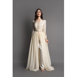 Comprare takchita marocchina con pantaloni ecru oro a Milano - Caftano Ghita