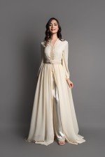 Acheter takchita marocaine avec pantalon écru doré à Nice - Caftan Ghita