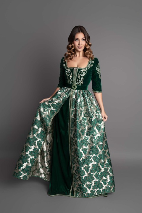 Caftan Qasria, caftan marocain takchita marocaine haute couture coupe ajustée de cérémonie