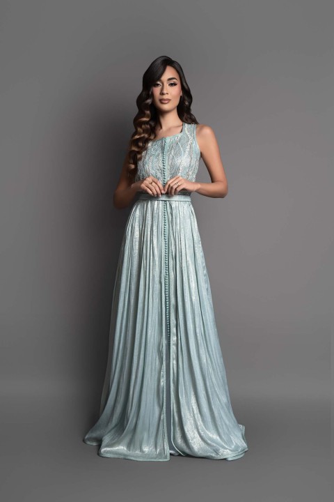 Caftan Rania fluide moderne - takchita marocaine mariage livraison Bruxelles