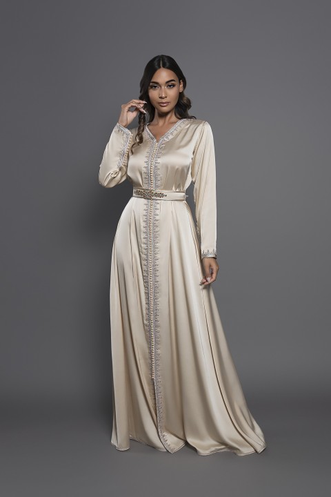 Caftan une pièce pour fête intime et raffiné, halal, mariage, aid, anniversaire