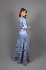 Caftan Rihla - takchita marocaine col bateau avec pantalon bleu prix et livraison