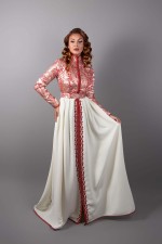 Takchita marocaine modeste rouge écru - Caftan Chama - vente en ligne Alger