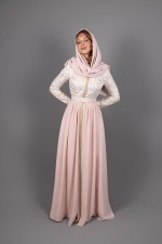 Caftan Chaima II coupe ajustée rose doré - takchita marocaine mariage livraison Rabat