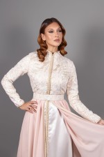Commander takchita marocaine coupe ajustée rose doré - Caftan Chaima