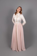 Caftan Chaima - caftan marocain de mariée coupe ajustée rose doré expédié à Bordeaux