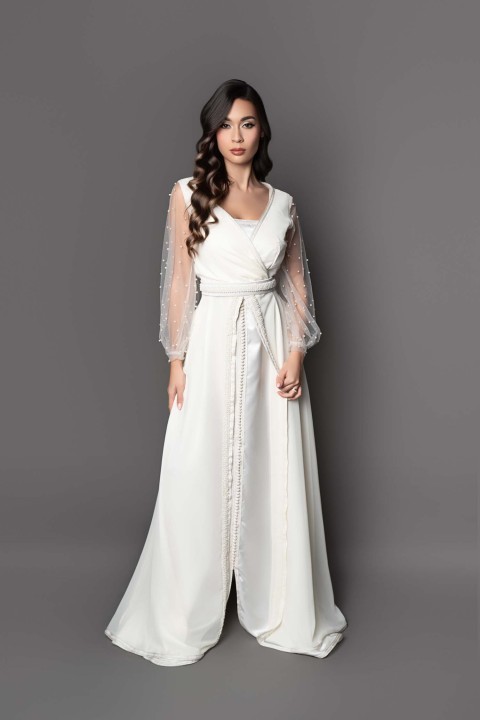 Caftan Louloua - takchita marocaine de mariée perlé main de cérémonie