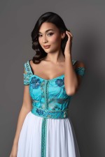 Acheter takchita marocaine satin soie bleu à Strasbourg - Caftan Nila