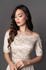 Caftan Joudia beige argenté - takchita marocaine mariage livraison Rabat