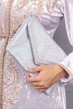 Pochette de soirée Fidda - sac de soirée pour caftan marocain argenté