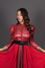 Caftan Andalousia, caftan marocain takchita marocaine haute couture rouge noir