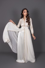 Acheter takchita marocaine mariage ivoire beige - Caftan Ramla