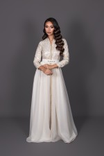 Caftan Ramla - caftan marocain de mariée ivoire beige expédié à Bordeaux