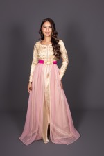 Commander takchita marocaine jaune rose fuchsia - Caftan Chourouk