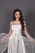 Takchita marocaine de mariage brocart ivoire doré - Caftan Hind - vente en ligne Marrakech