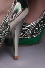 Acheter escarpins mariage vert doré - Escarpins Andalous