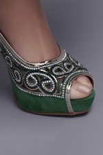 Escarpins Andalous - escarpins pour caftan marocain mariage vert doré