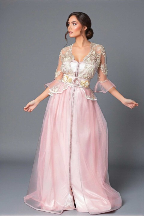 Caftan Amira Rose - caftan marocain de mariée rose de mariage expédié à Lille