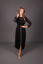 Caftan Sahar - caftan marocain de mariée dentelle noir expédié à Casablanca