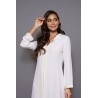 Jellaba Blanco - Prenda elegante en color blanco con capucha y bordado en crudo
