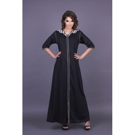 Jellaba Figuera Noire: elegante diseño de manga 3/4 con botones hechos a mano