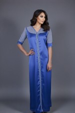 Djellaba marocaine moderne bleu blanc - Jellaba Azura - vente en ligne Nantes