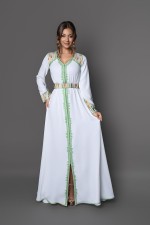 Commander caftan marocain crêpe blanc - Caftan Safia