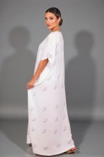 Home wear oriental femme coton blanc - Robe d'intérieur Mina