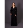 Caftan Kahina - crêpe noir perlé main