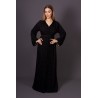 Caftan Kahina - crêpe noir perlé main