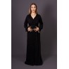 Caftan Kahina - crêpe noir perlé main