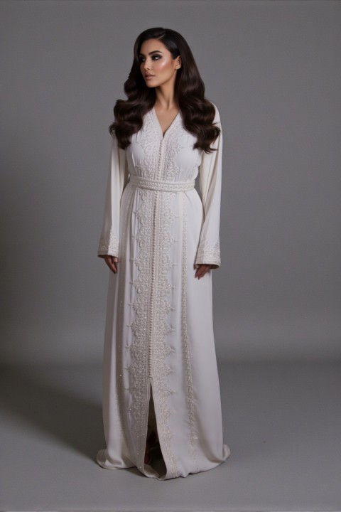 Caftan Aroussa, caftan marocain haute couture marocaine de mariage perlé main brodé