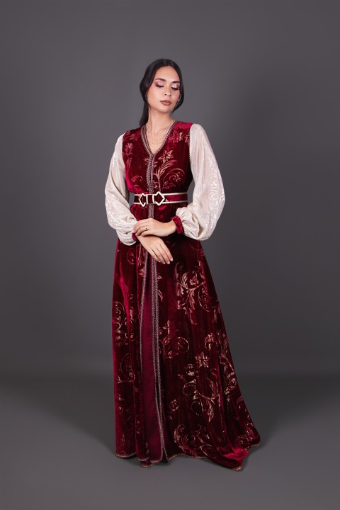 Acheter takchita marocaine mariage velours doré - Caftan Garnata Doré