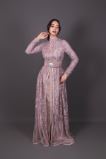 Takchita Jouhara - caftan marocain de mariée moderne rose argenté expédié à Toulouse