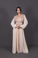 Caftan Talia beige nude - takchita marocaine mariage livraison Nice
