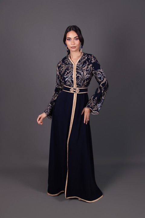 Caftan marocain moderne de soirée - Caftan Bahria sur mesure
